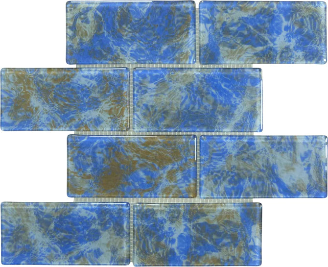 Aquatica Cosmic 3"x6" Glass Mosaic Tile 11.75"x11.75" - Stratos Collection