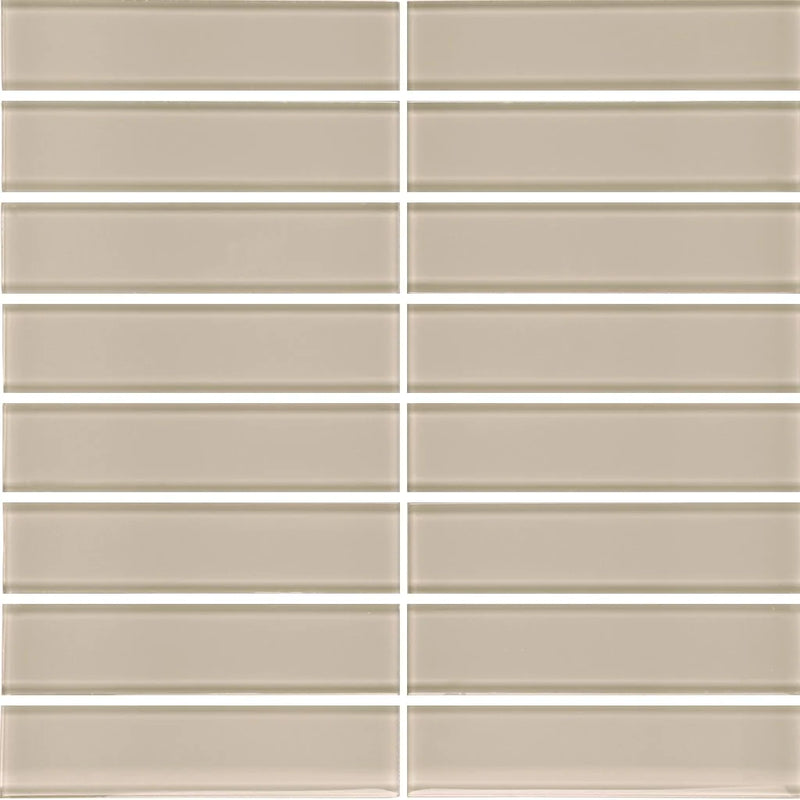 Aquatica Earth 1.5"x6" Stacked Glass Mosaic Tile 11.75"x11.75" - Element Collection