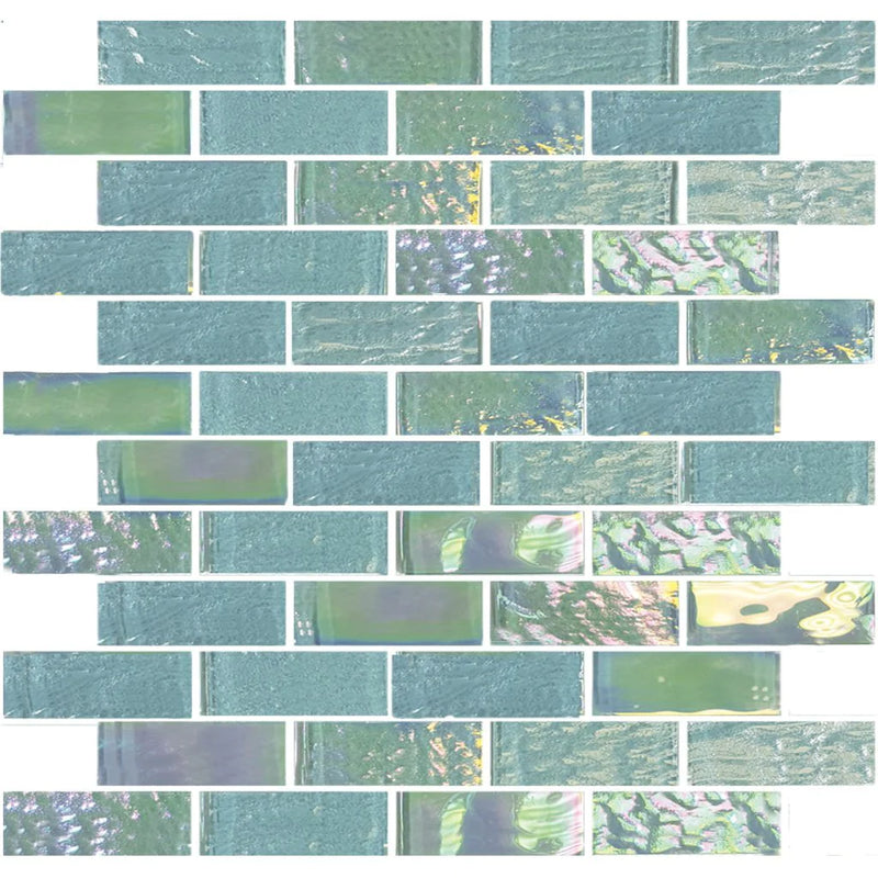 Aquatica Emerald Green 1"x3" Glass Mosaic Tile 11.50"x11.75" - Nautical Collection