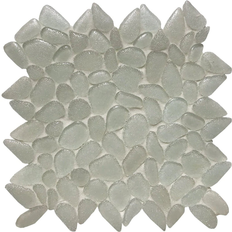 Aquatica Glacier White Random Pebble Mosaic 10.5"x10.5" - Liquid Rocks Collection