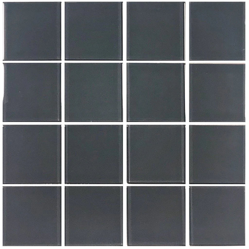 Aquatica Gray Solid Glass Mosaic Tile 12"x12" - Crystal Collection