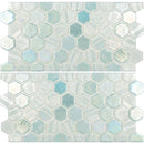 Aquatica Green 1" Hexagon Waterline Trim Glass Mosaic Tile 12"x11.5" - Illusions Collection