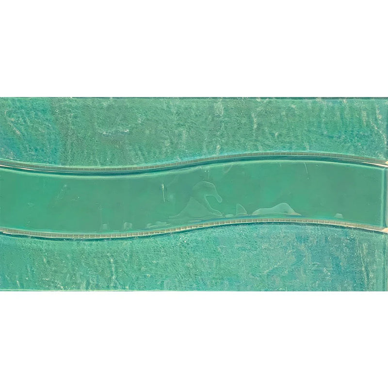 Aquatica Green Pool Waveglass Waterline Glass Tile 6"x12" - Border Wave Collection