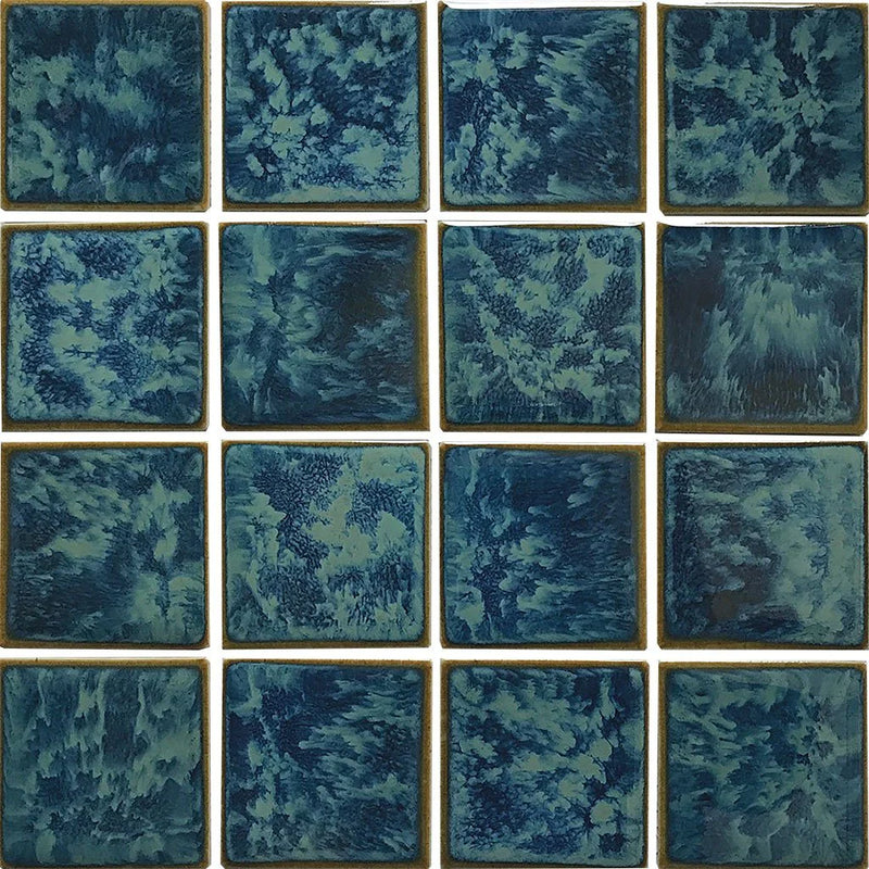 Aquatica Gulf Blue 3"x3" Porcelain Mosaic Pool Tile 12"x12" - Reflection Collection