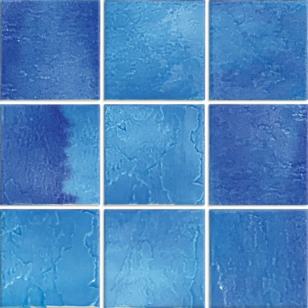 Aquatica Indiano Azzurro Porcelain Pool Tile 6"x6" - Melange Collection