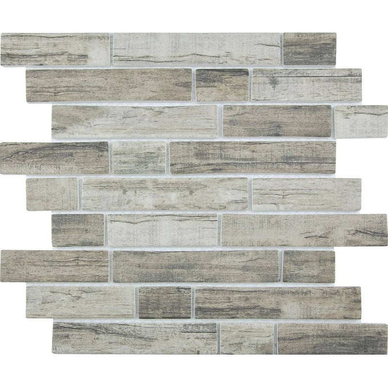 Aquatica Linden Multi Linear Glass Mosaic Tile 11.75"x11.5" - Bark Collection