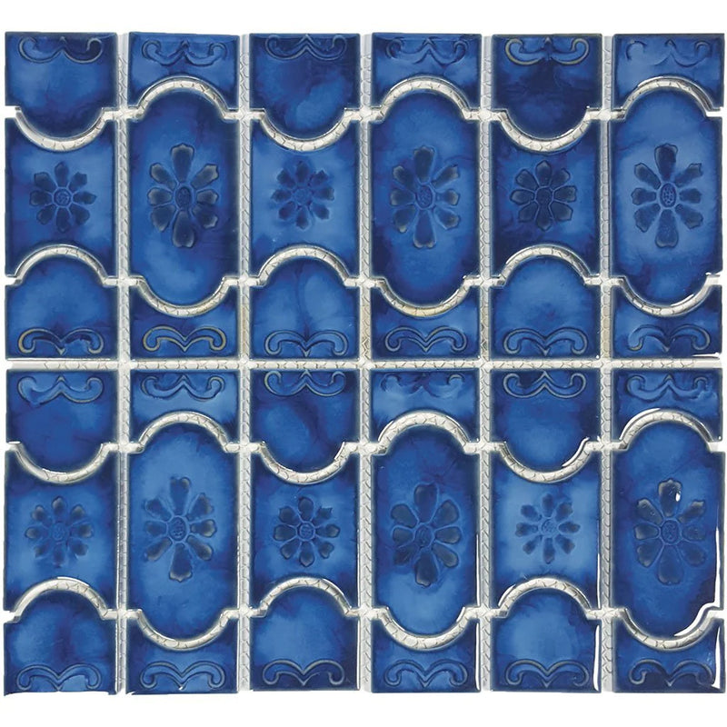 Aquatica Marble Royal Porcelain Mosaic Tile 12"x12.5" - Botanical Collection