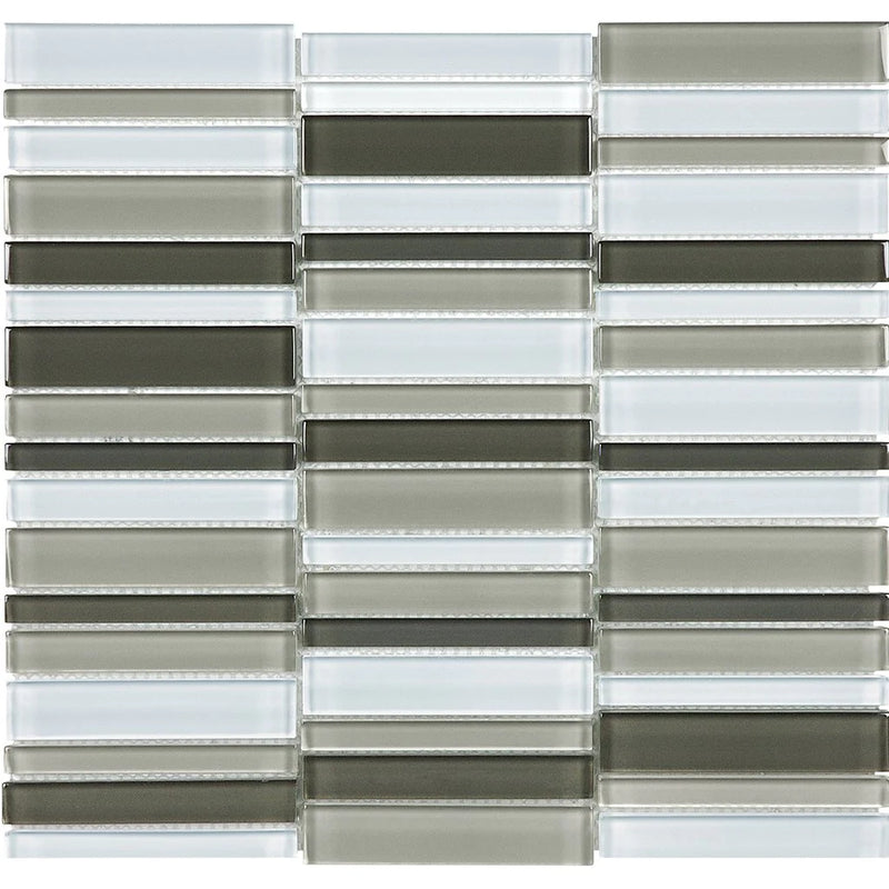 Aquatica Mineral Blend 1"x4" Stacked Glass Mosaic Tile 11.25"x11.75" - Element Collection