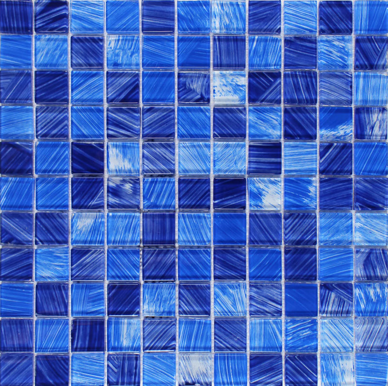 Aquatica Mix Blue 1"x1" Glass Mosaic Tile 11.5"x11.5" - Watercolors Collection