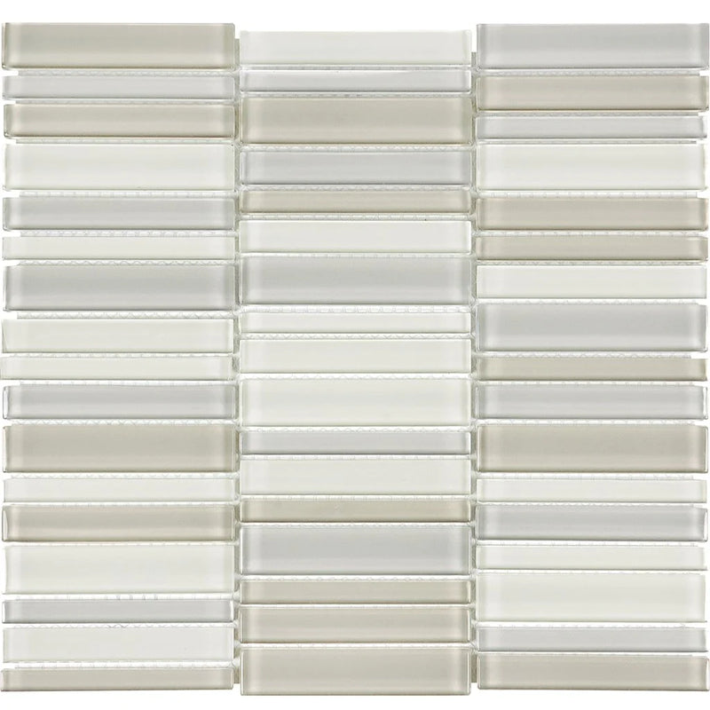 Aquatica Natural Blend 1"x4" Stacked Glass Mosaic Tile 11.25"x11.75" - Element Collection