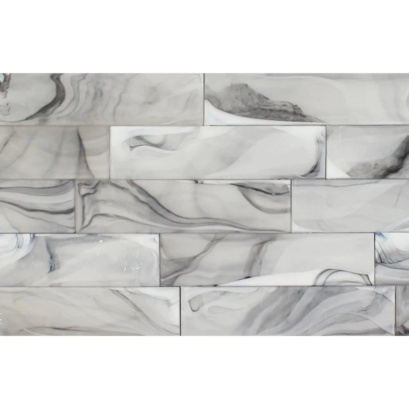 Aquatica Nimbus Glass Gray Glass Tile 3"x12" - Clouds 2.0 Collection