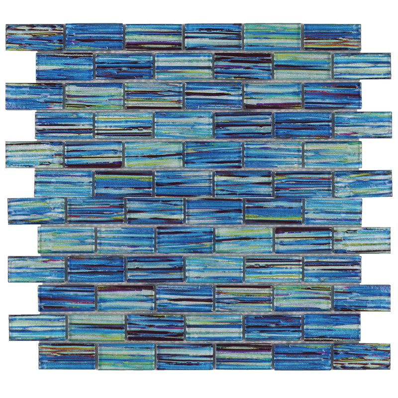 Aquatica Ocean 1"x2" Glass Mosaic Tile 11.75"x11.75" - Rainbow Collection