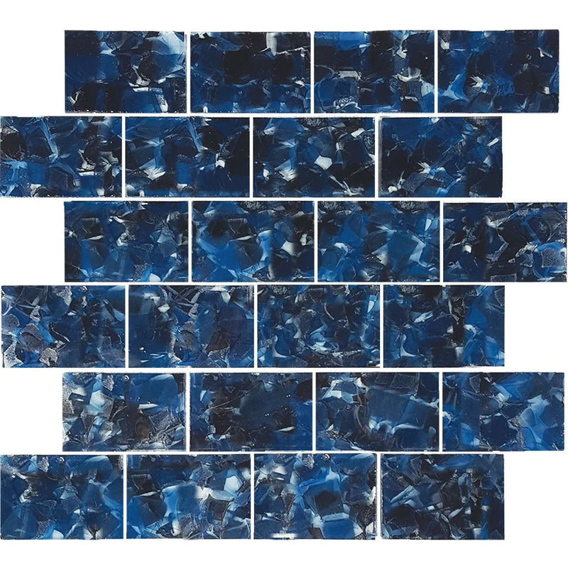 Aquatica Oxford 2"x3" Glass Mosaic Tile 11.75"x11.75" - Flower Glass Collection