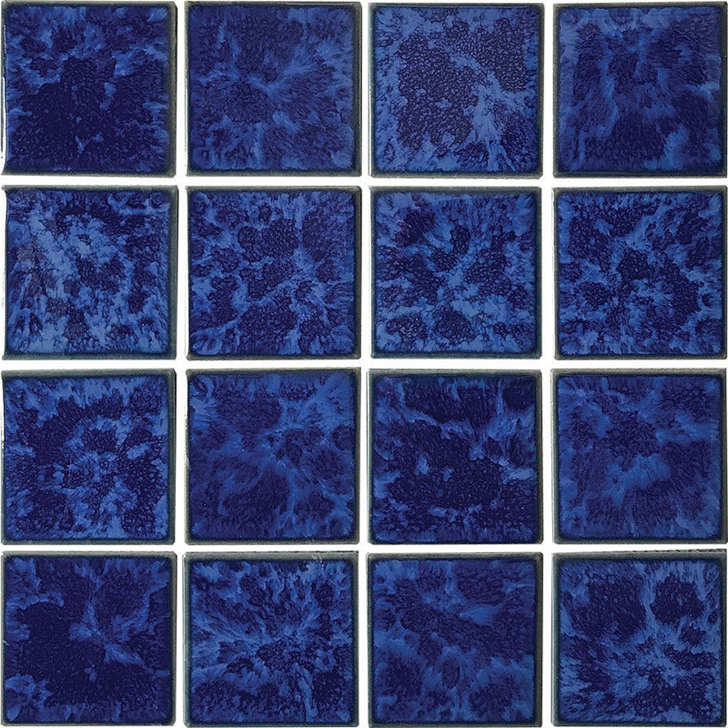 Aquatica Pacific Blue 3"x3" Porcelain Mosaic Pool Tile 12"x12" - Reflection Collection