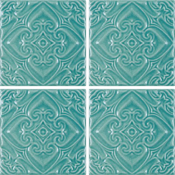 Aquatica Pacifico Acqua Deco Green Porcelain Pool Tile 6"x6" - Melange Collection