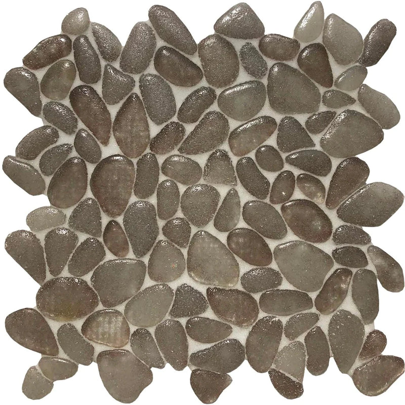 Aquatica River Brown Random Pebble Mosaic 10.5"x10.5" - Liquid Rocks Collection