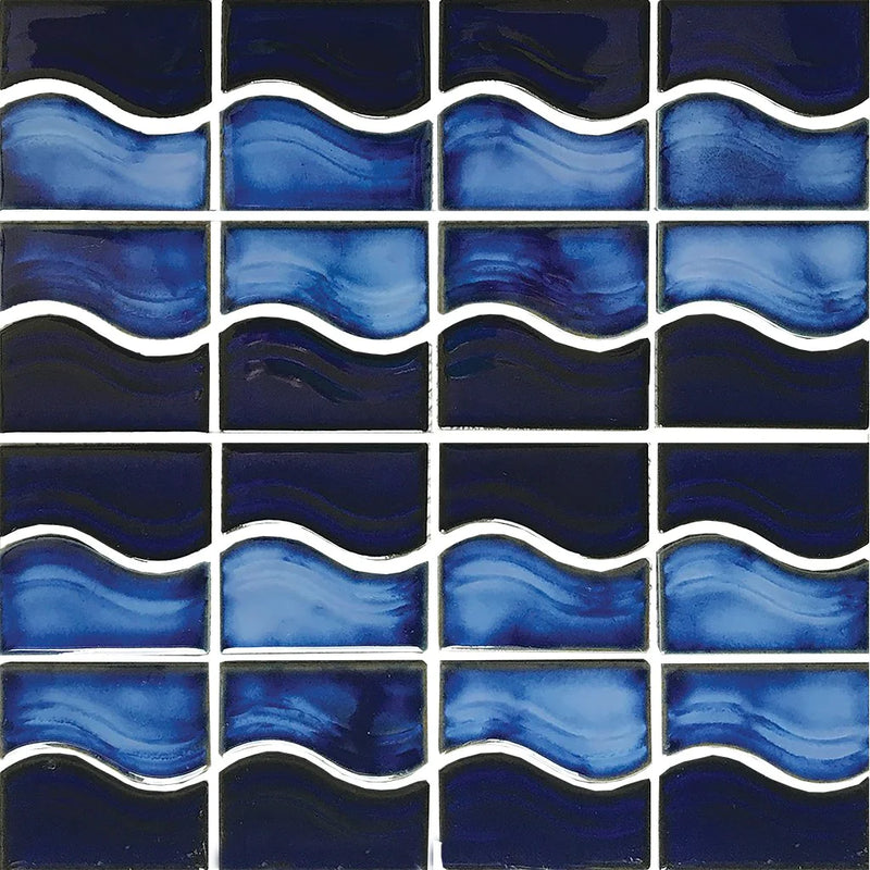 Aquatica Royal Blue 6"x6" Porcelain Mosaic Pool Tile 12"x12" - Waterside Collection