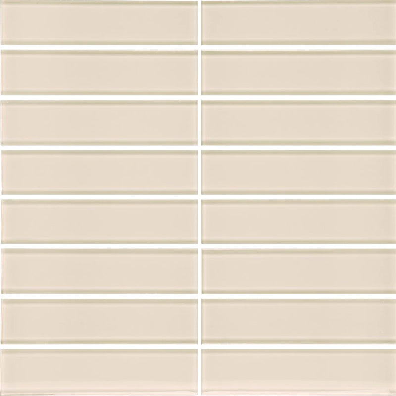 Aquatica Sand 1.5"x6" Stacked Glass Mosaic Tile 11.75"x11.75" - Element Collection