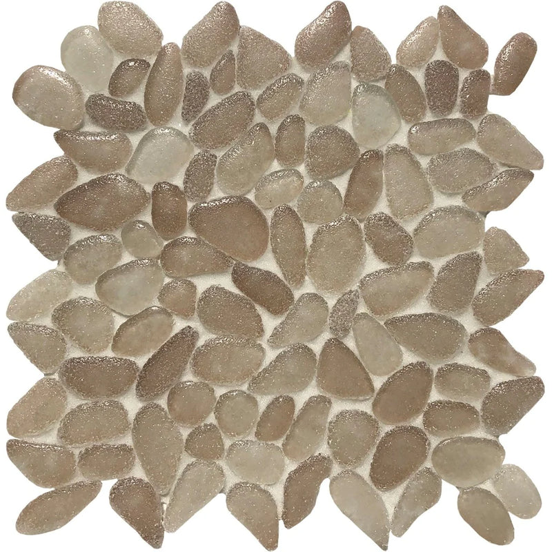 Aquatica Sandy Beige Random Pebble Mosaic 10.5"x10.5" - Liquid Rocks Collection