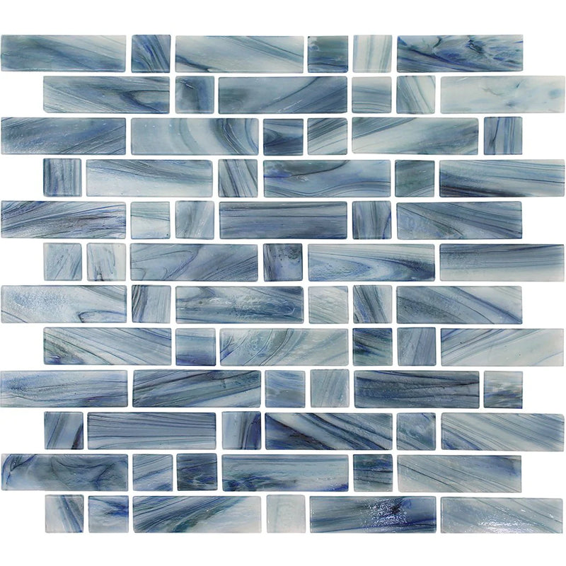 Aquatica Scotia 1"x1" & 1"x3" Glass Mosaic Tile 11.75"x12" - Dash Collection