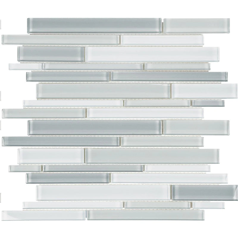 Aquatica Shades of Gray Multi Linear Glass Tile 11.75"x11.75" - Element Collection