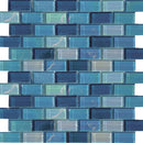 Aquatica Shimmer 1"x2" Glass Mosaic Tile 12"x12" - Lux Aqua Collection