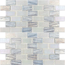 Aquatica Silver 1"x2" Glass Mosaic Tile 12"x12" - Illusions Collection