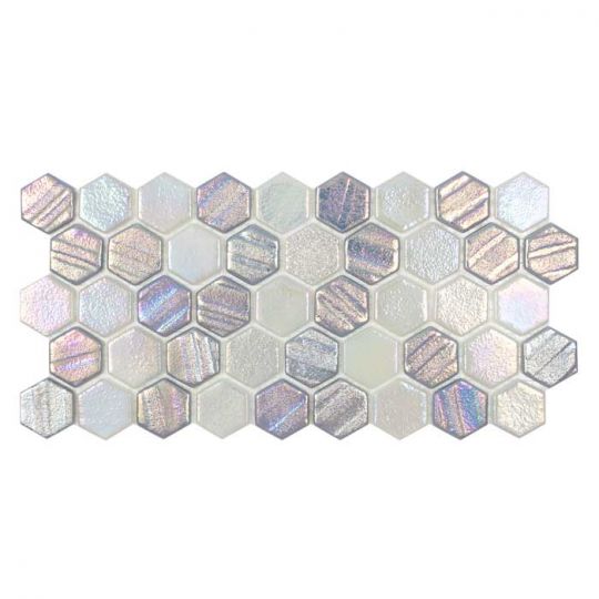 Aquatica Silver Hexagon Glass Mosaic Tile 12"x12" - Illusions Collection