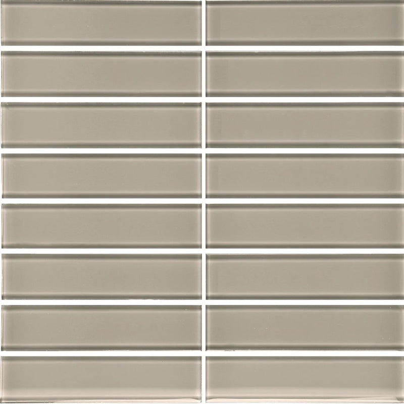 Aquatica Smoke 1.5"x6" Stacked Glass Mosaic Tile 11.75"x11.75" - Element Collection
