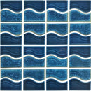 Aquatica Smoke Blue 6"x6" Porcelain Mosaic Pool Tile 12"x12" - Waterside Collection
