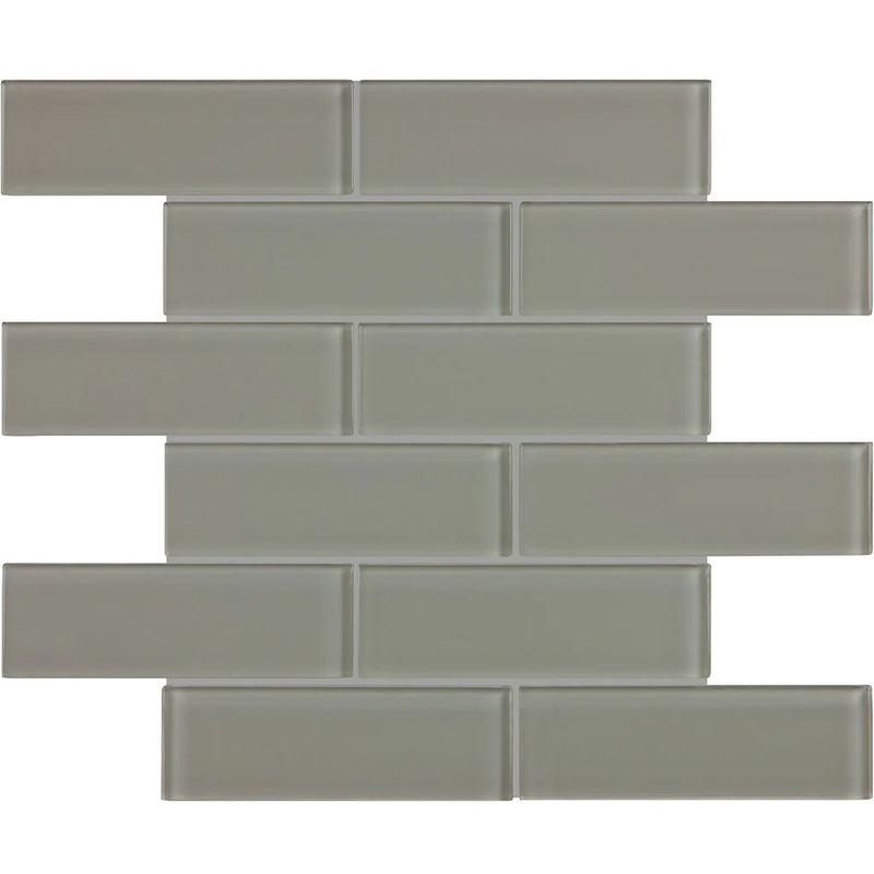 Aquatica Smoke Brick Look Glass Tile 11.75"x11.75" - Element Collection