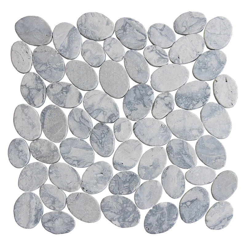 Aquatica Swirl Gray Coin Pebble Mosaic 11.25"x11.25" - Ocean Stones Coin Collection