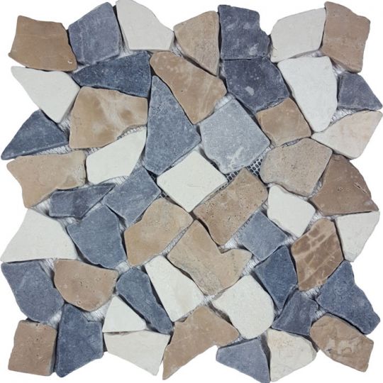 Aquatica Tan/White/Gray Tumbled Pebble Mosaic 11.25"x11.25" - Ocean Stones Tumbled Collection