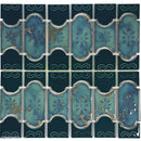 Aquatica Teal Green Porcelain Mosaic Tile 12"x12.5" - Botanical Collection