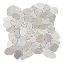 Aquatica Terrazzo Vintage Light Occhialino Sliced Pebble Mosaic 12"x12" - Ocean Stones Sliced Collection