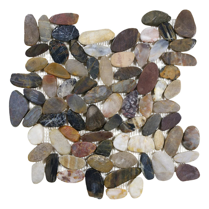 Aquatica Tiger Eye Sliced Pebble Mosaic 11.75"x11.75" - Ocean Stones Sliced Collection
