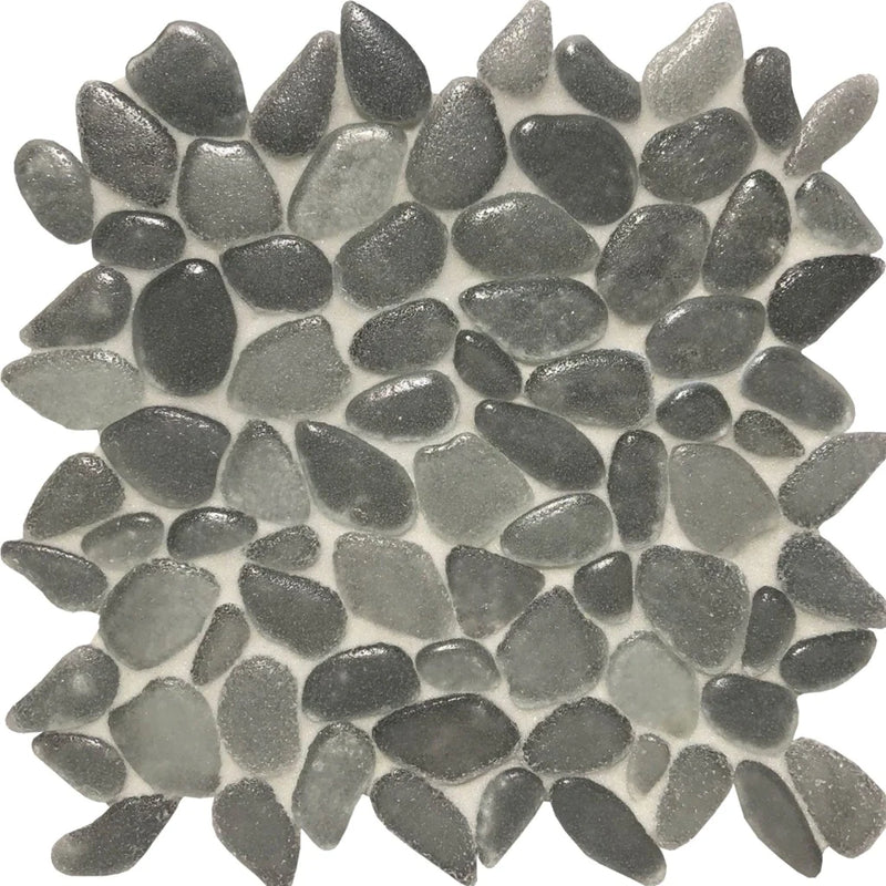 Aquatica Torrent Gray Random Pebble Mosaic 10.5"x10.5" - Liquid Rocks Collection