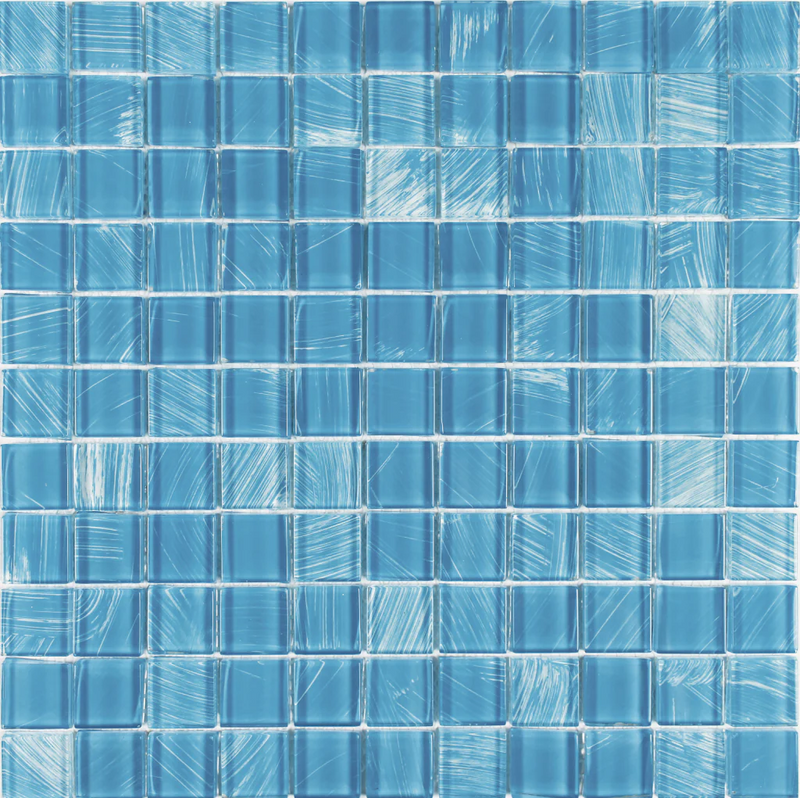 Aquatica Turquoise 1"x1" Glass Mosaic Tile 11.5"x11.5" - Watercolors Collection
