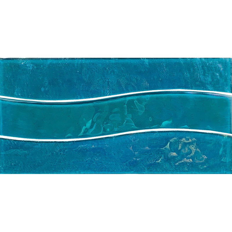 Aquatica Turquoise Pool Waveglass Waterline Glass Tile 6"x12" - Border Wave Collection