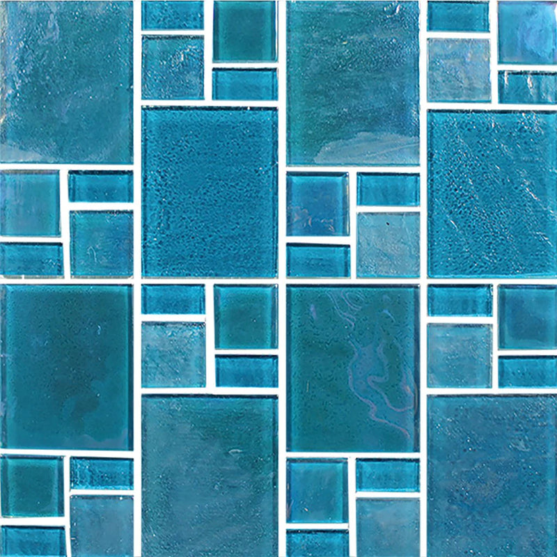 Aquatica Turquoise Random Glass Mosaic Tile 11.75"x11.75" - Piazza Collection