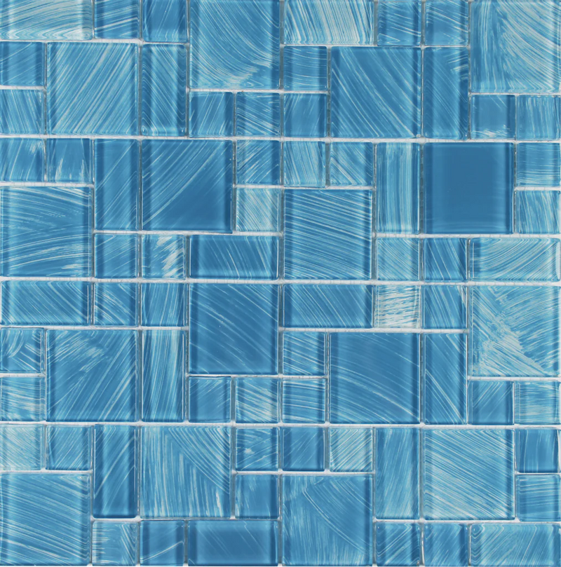 Aquatica Turquoise Random Glass Mosaic Tile 11.75"x11.75" - Watercolors Collection