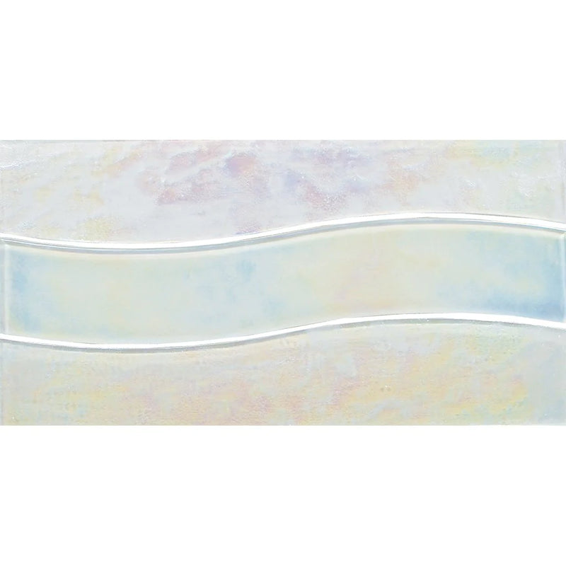 Aquatica White Pool Waveglass Waterline Glass Tile 6"x12" - Border Wave Collection