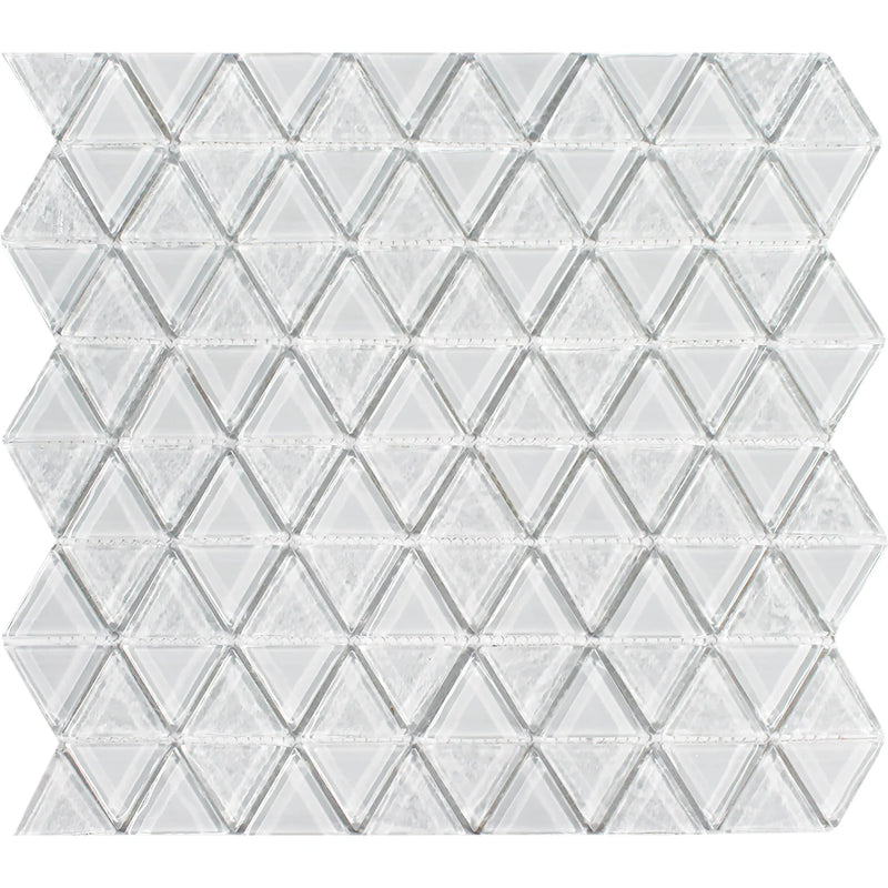 Aquatica Whitestone Glass Mosaic On Mesh Tile 11.75"x11.75" - Triangle Collection