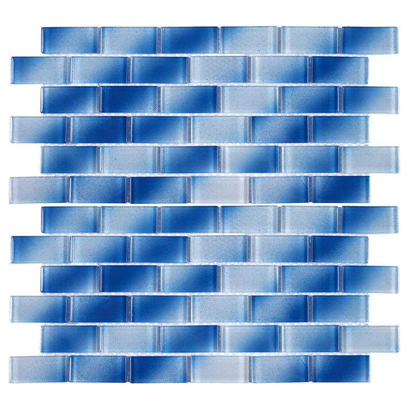 Aquatica Blue Glass Mosaic Tile 12"x12" - Alpha Collection