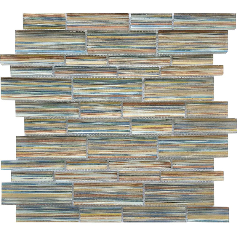 Aquatica Edon Shoal Multi Linear Glass Mosaic Tile 12"x12" - Altona Collection