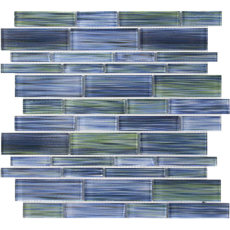 Aquatica Mangrove Bay Multi Linear Glass Mosaic Tile 12"x12" - Altona Collection