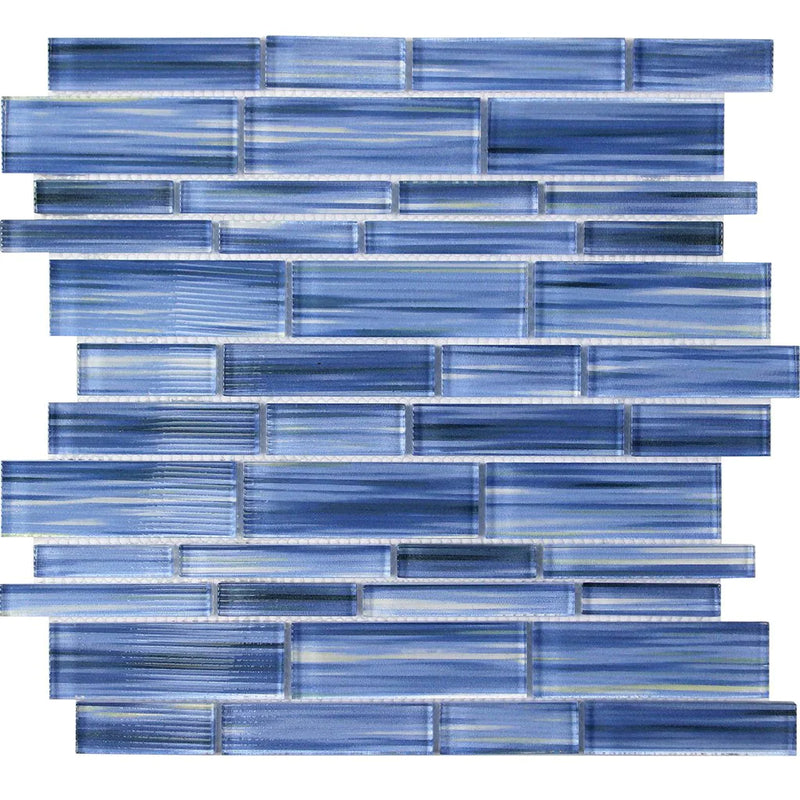 Aquatica Spray Rock Multi Linear Glass Mosaic Tile 12"x12" - Altona Collection