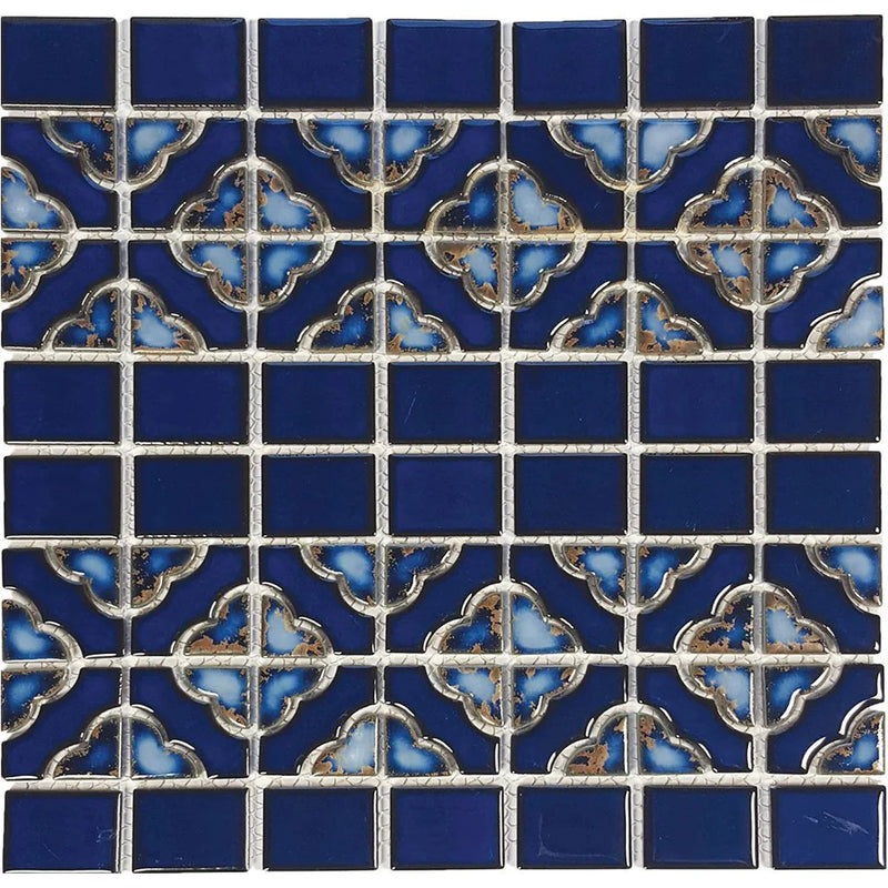 Aquatica Terra Blue Porcelain Mosaic Tile 12"x12" - Aqua Collection