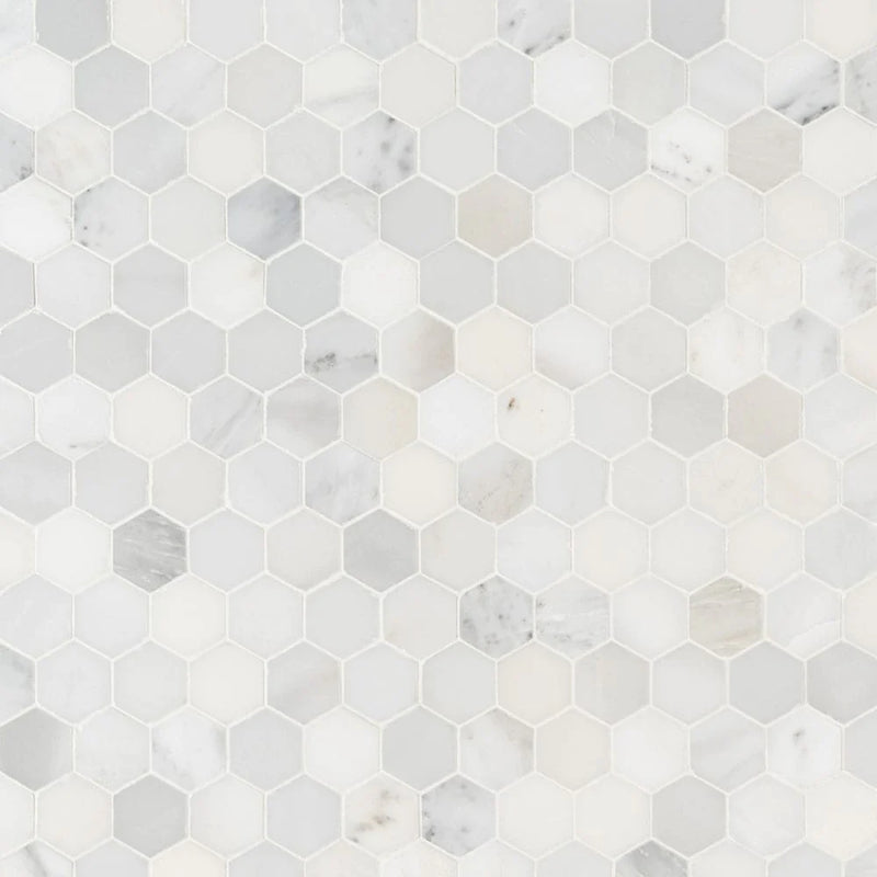 MSI Arabescato Carrara 2" Hexagon Marble Mosaic Tile 11.75"x12"