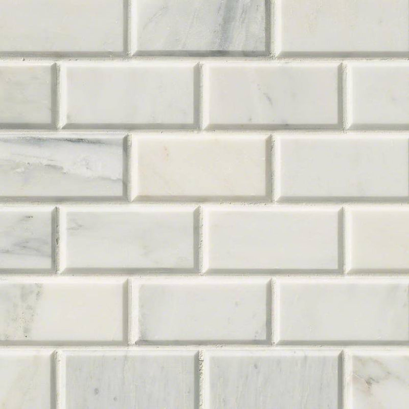 MSI Arabescato Carrara Subway Honed Marble Mosaic Tile 2"x4"